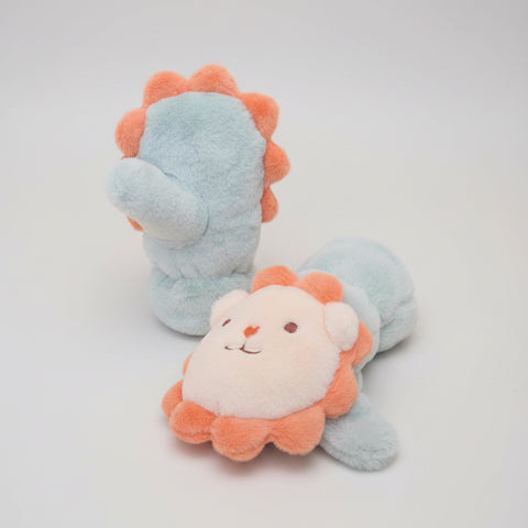 Lion Fluffy Ice Blue Kids Mittens