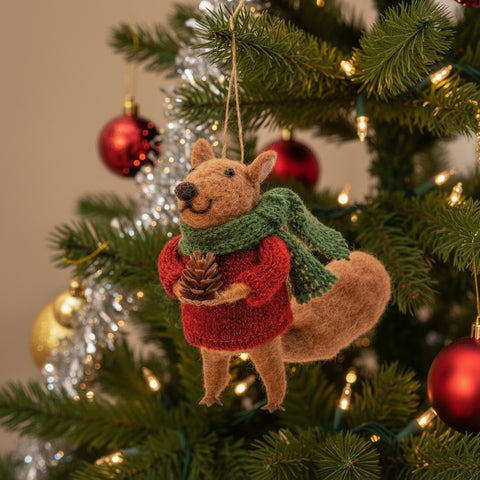 Squirrel in a Jumper Felt Decoration