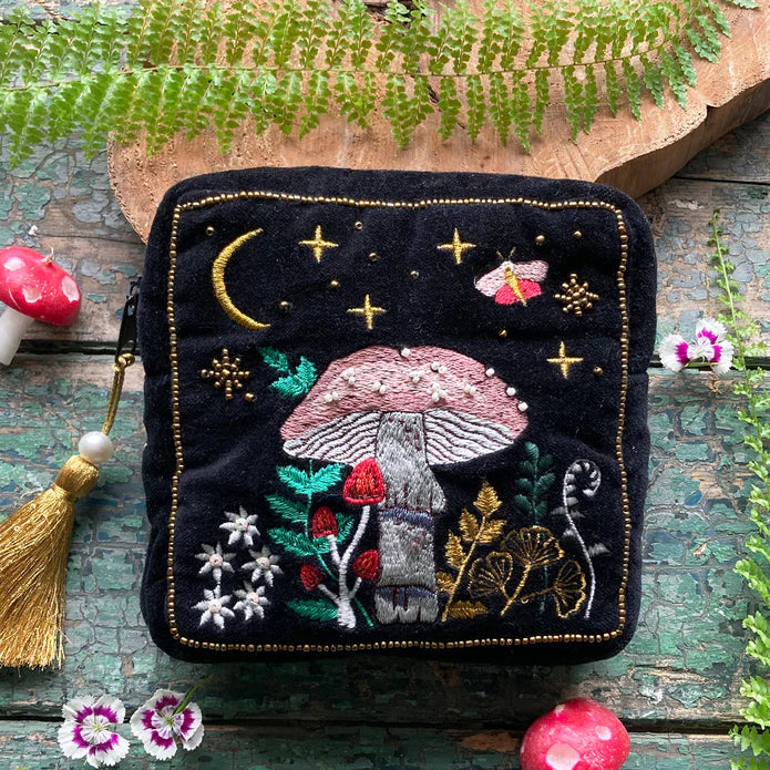 Forage Mushroom Embroidered Makeup Bag Barbican Shop