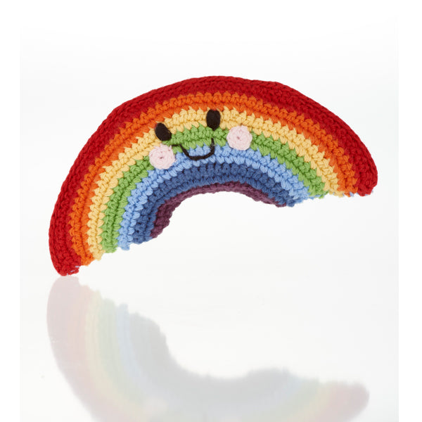 Friendly Rainbow Knitted Rattle