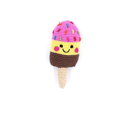 Friendly Pink Ice Lolly Knitted Rattle