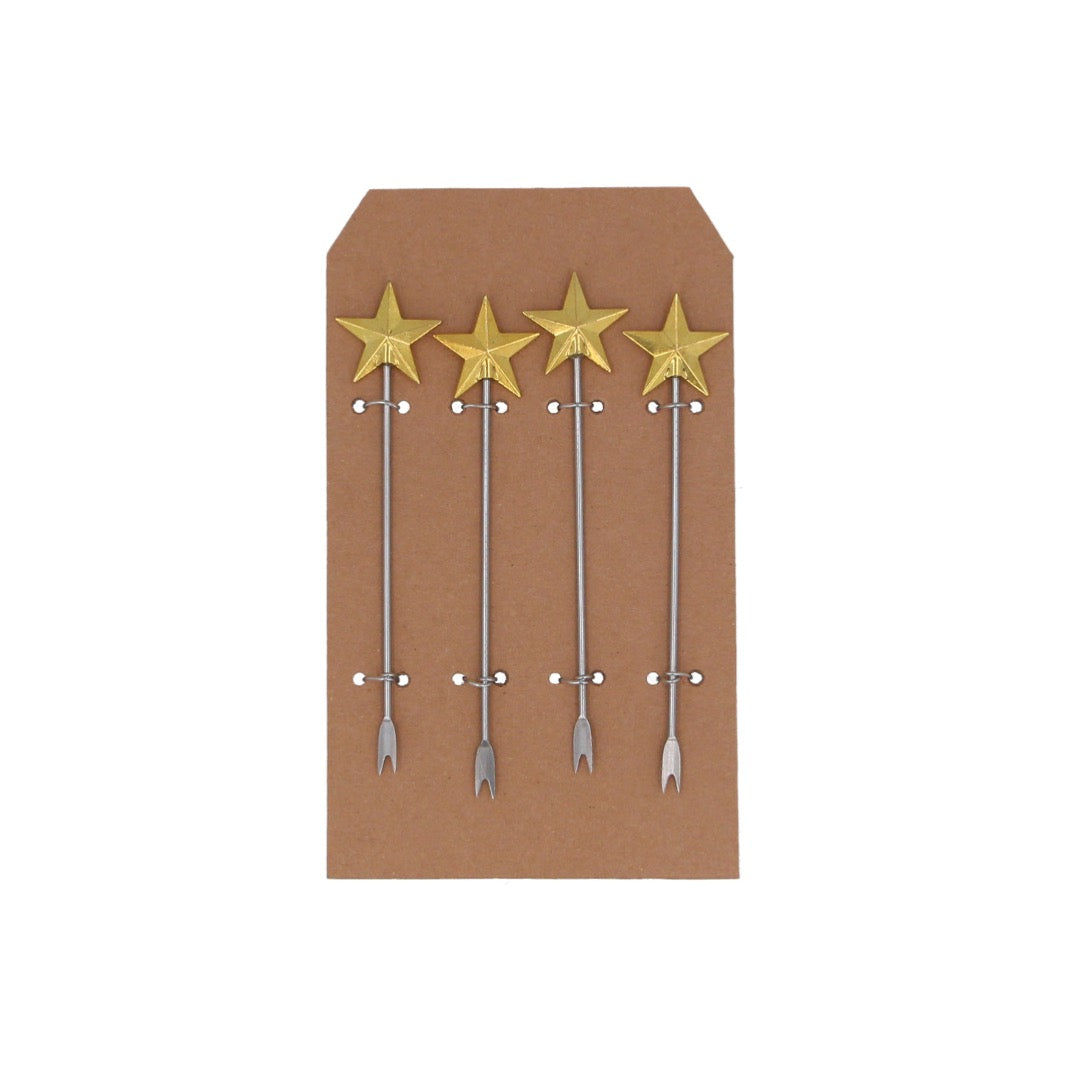 Gold Metal Star Fork (Pack of 4)