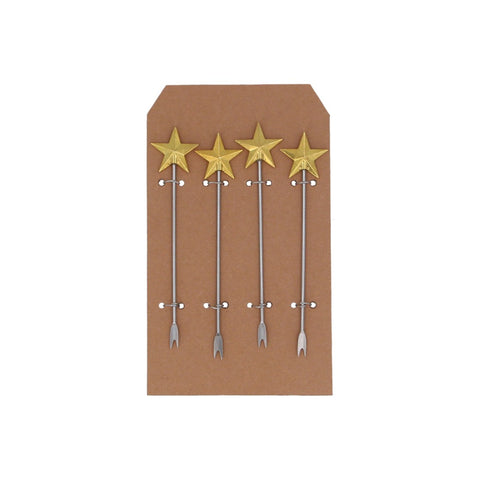 Gold Metal Star Fork (Pack of 4)