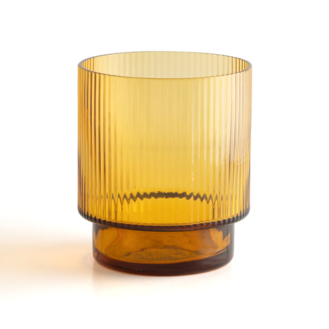 Amber Ribbed Glass Tumbler