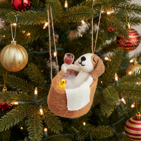 Bathing Dog with Wine Decoration