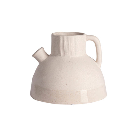 Cream Ceramic Vase with Handle