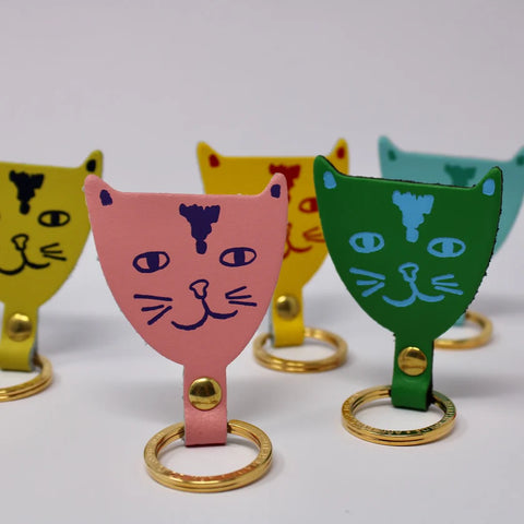 Cat Head Key Fob (Assorted Colours)