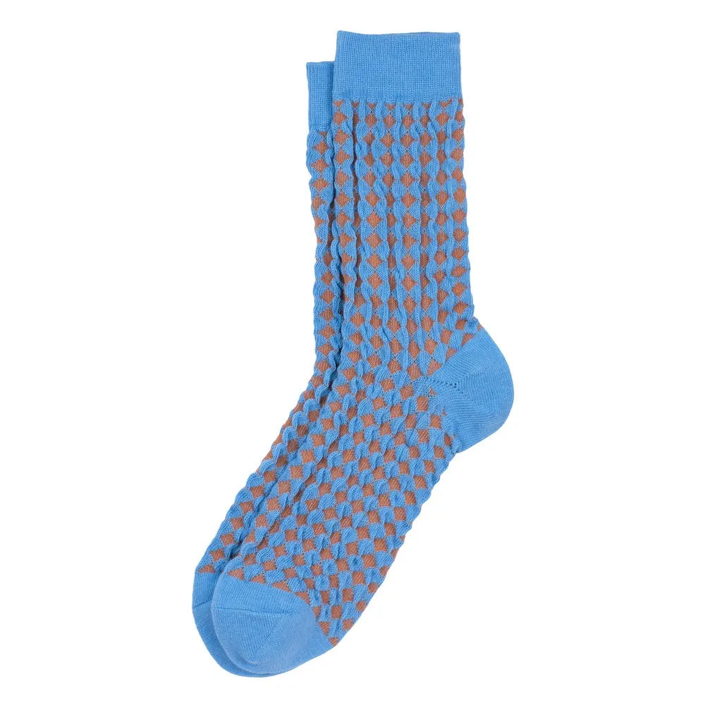 Textured Blue Checker Socks