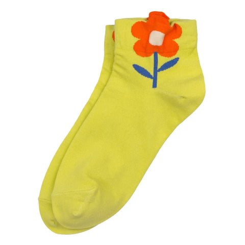 Big Flower Yellow & Orange Ankle Socks
