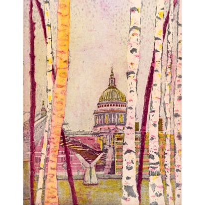 Card A Glimpse of St Paul's Etching by Karen Keogh