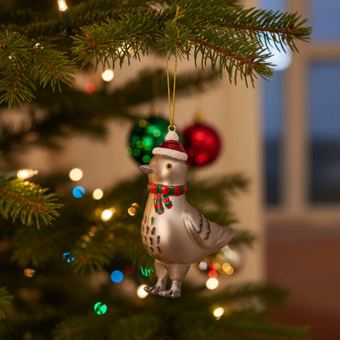 Pigeon with Santa Hat Decoration