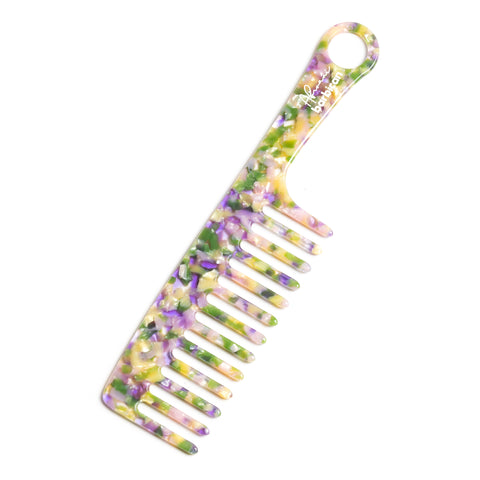 Afroani x Barbican wide tooth comb - green, yellow & purple