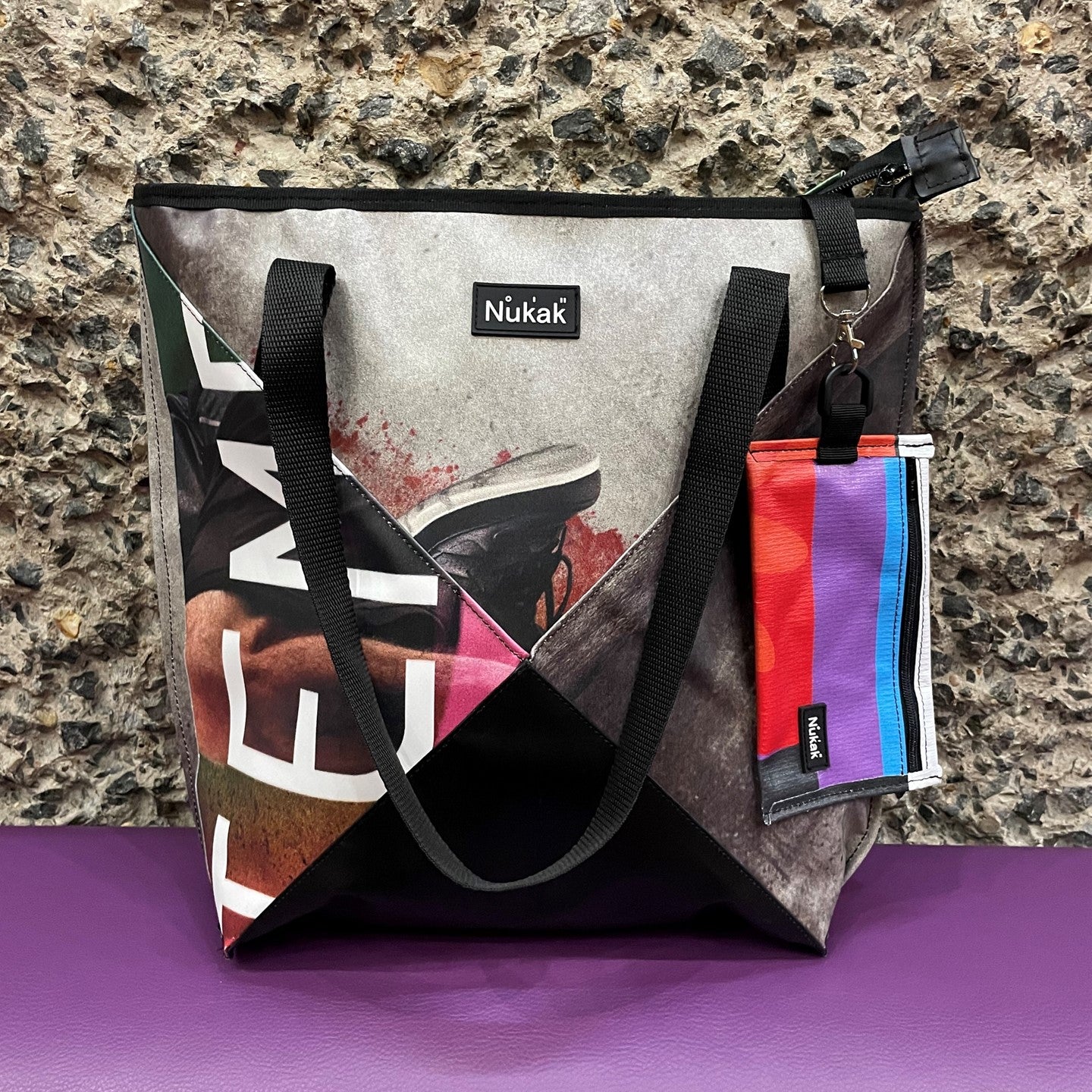 Nukak Triangle Recycled Banner Tote Bag & Zip Purse
