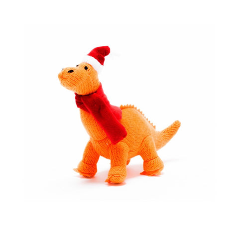 Knitted Orange Diplodocus Christmas Decoration
