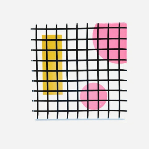 Checked pink and yellow coaster