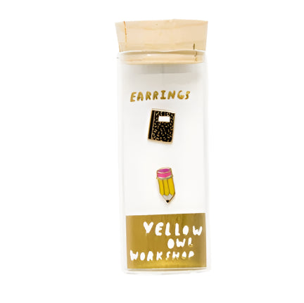 Pencil & Notebook Enamel Earrings