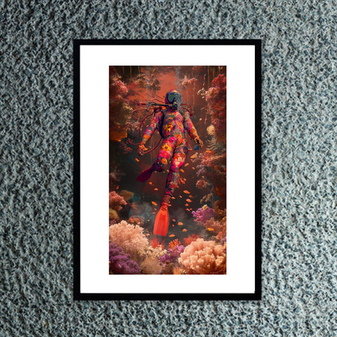 A3 Scuba Diver Portrait: In Other Worlds Art Print