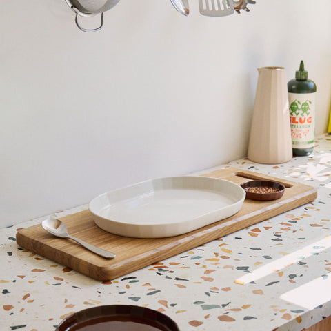 Fade Oval Platter in Milk