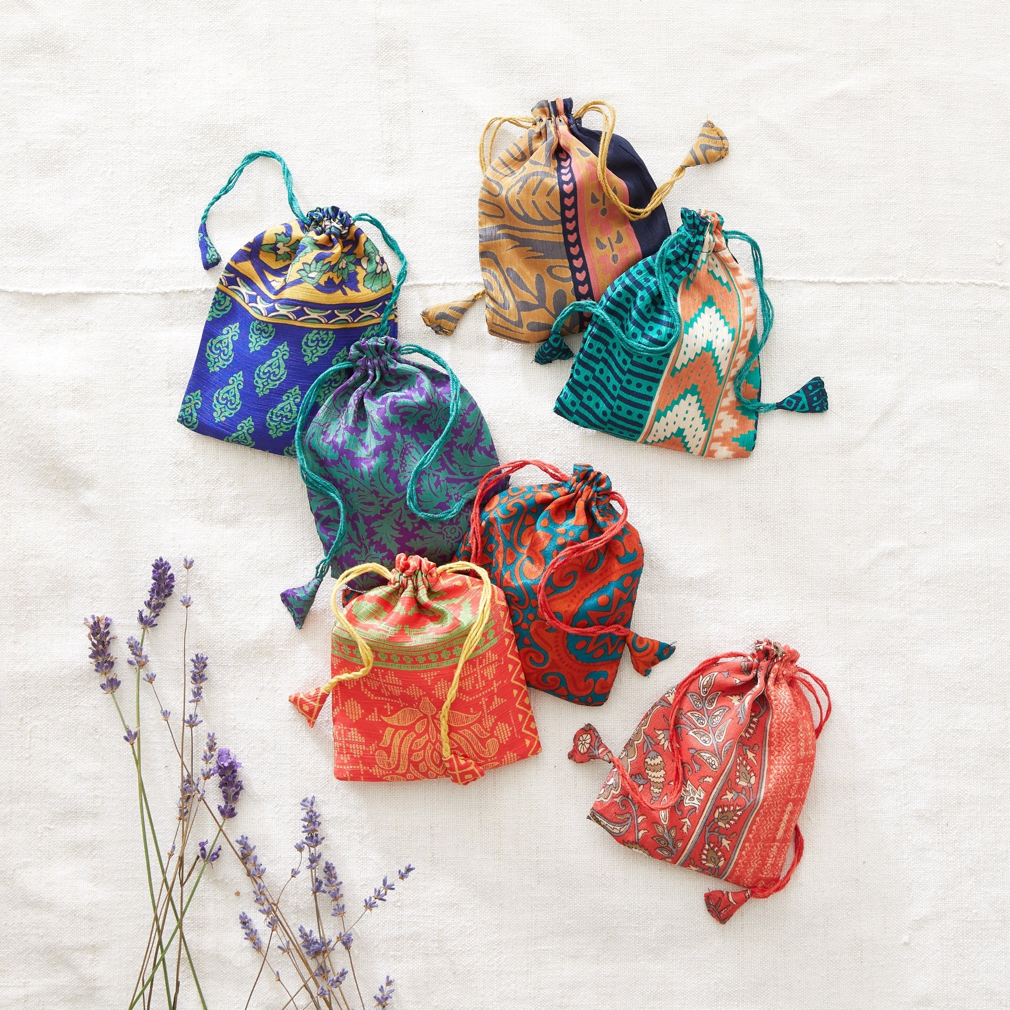 NIRMALA Recycled Sari Refillable Lavender Bag (Assorted Designs)
