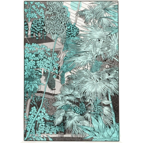 A5 Risograph Print Cat Sims green and grey Barbican staircase