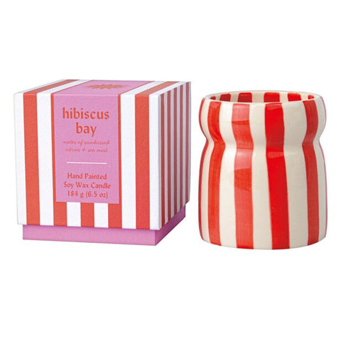 Cabana Red Striped Hibiscus Bay Candle