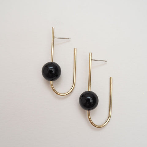 Liviana bar & ball earrings by brass + bold