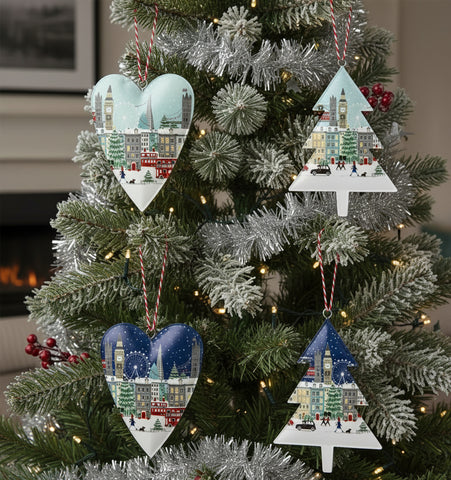 London Tree & Heart Decoration (assorted)