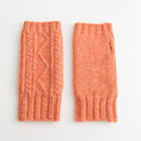 Orange Knitted Fingerless Gloves