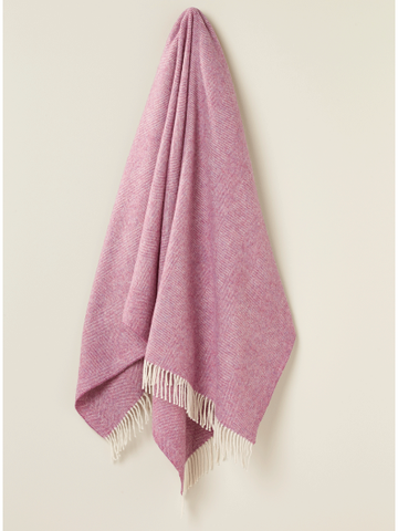Herringbone Blanket Dusty Pink Pure Wool