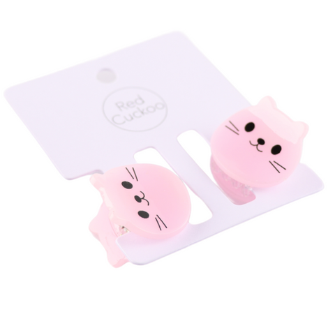 Mini Cat Face Pink Hair Claws (Set of 2)