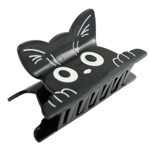 Peeping Black Cat Hair Claw Clip