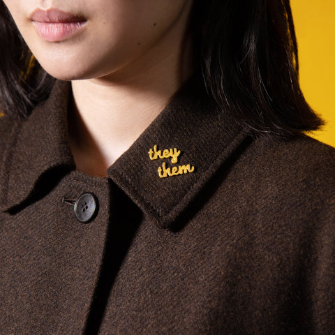 They/Them Pronoun Pins Matte Gold