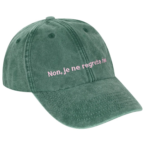 Non, Je Ne Regrette Rien Stonewash Green Baseball Cap