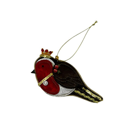 Robin Embroidered Fabric Decoration