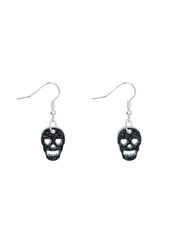 Skull Charm Earrings in Black Glitter by Tatty Devine