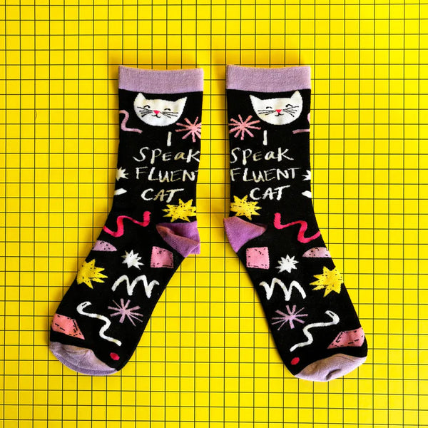 I Speak Fluent Cat Small Talk Socks – Barbican Shop