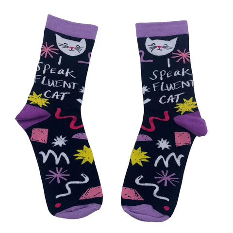 I Speak Fluent Cat Small Talk Socks