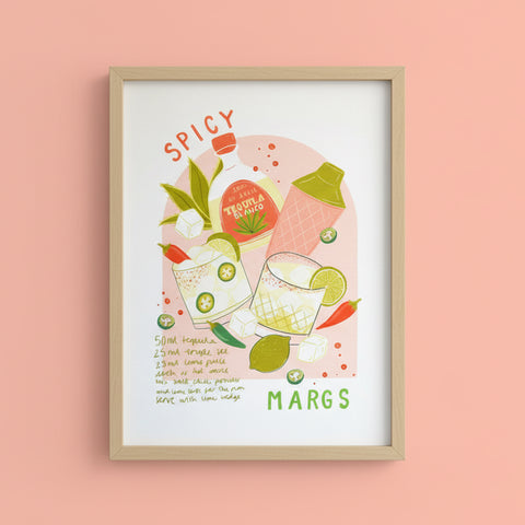 A4 Framed Spicy Margaritas Print