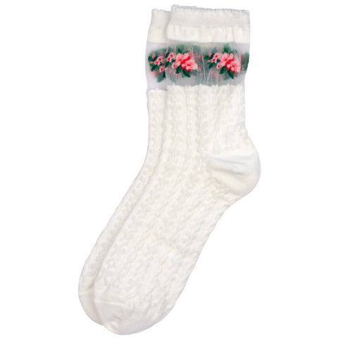 Sheer floral Cuff Socks