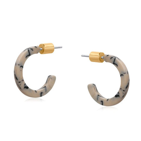 Sunny Petite White Resin Hoop Earrings