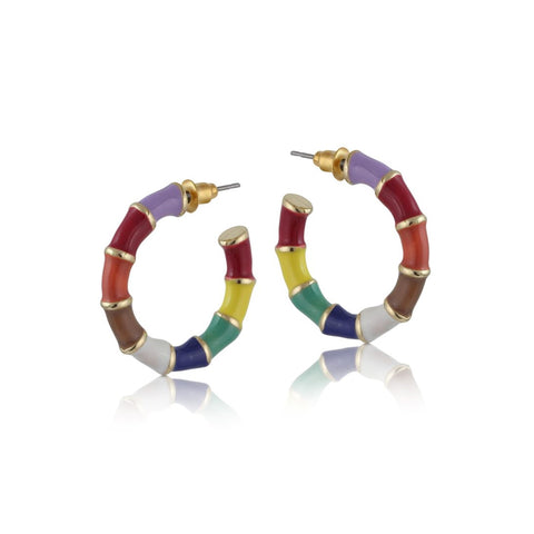 Claire Pastel Multicoloured Enamel Hoop Earrings