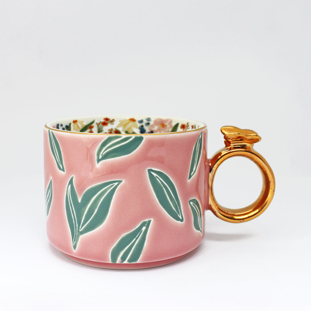 Eden Leaf Pink Ceramic Mug