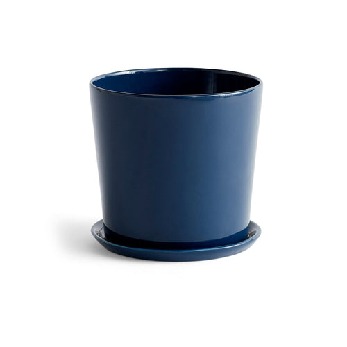 Dark Blue Botanical Pot and Saucer – Barbican Shop