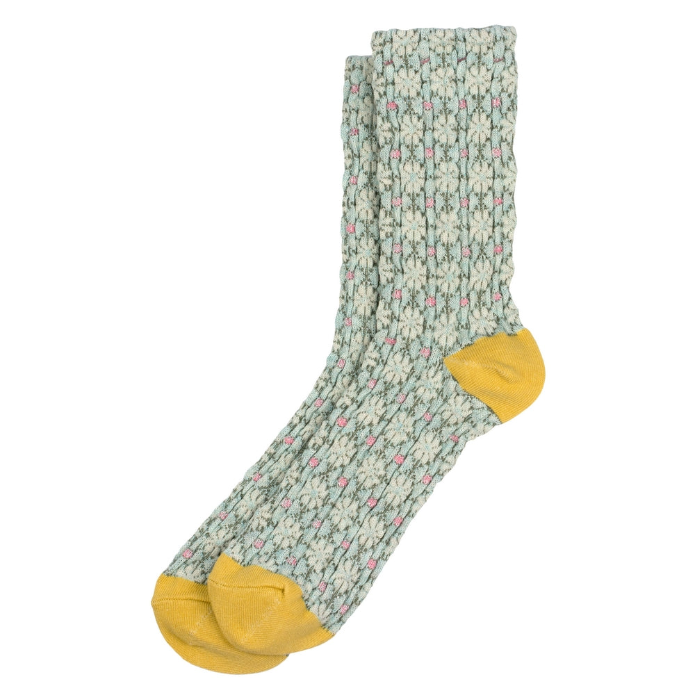 Embossed Petit Fleur Flora Green Women's Socks