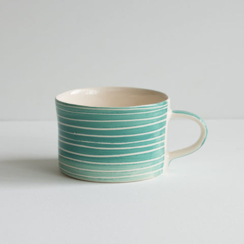 Sgraffito Striped Ceramic Mug