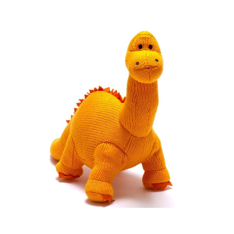 Knitted Orange Diplodocus Toy