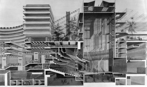 Barbican Cross Section Postcard